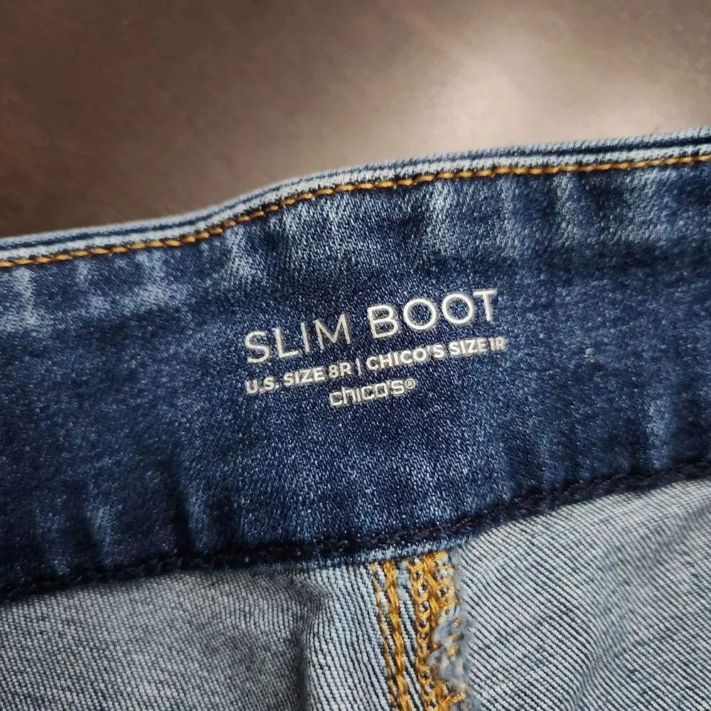 Chico's Slim Boot Pull On Jeans Size 1R/8R - Picture 3 of 5